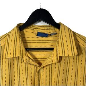 GITANO Yellow & Black Striped Button-up Shirt Mens XL Vintage Bold Colorful